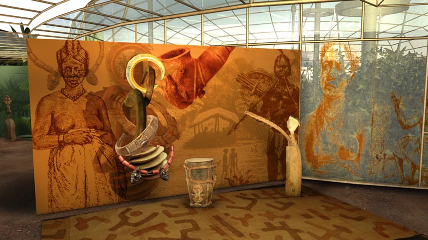 Screenshot from gabonart.com: introductory panel in the Everyday Life room