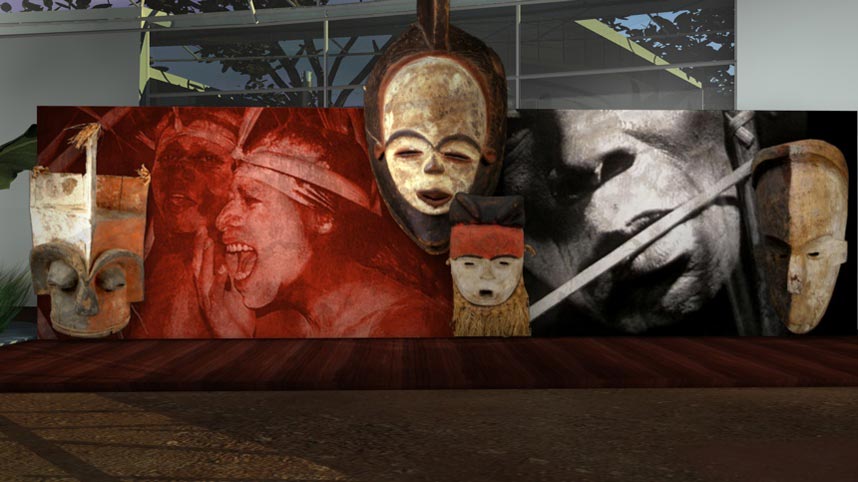 Screenshot from gabonart.com: the Bwiti section of the Rites room, first view