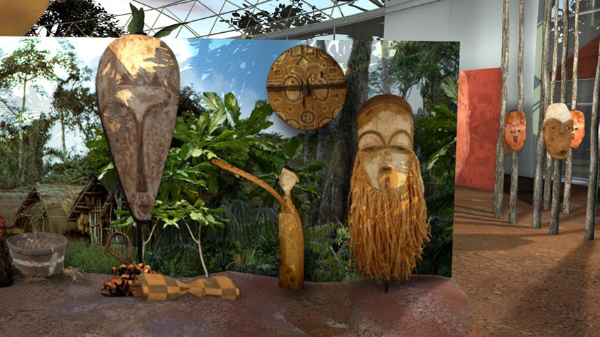 Screenshot from gabonart.com: second introductory panel in the Rites room