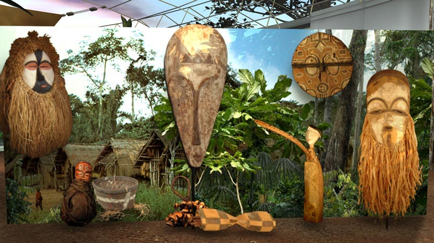 Screenshot from gabonart.com: first introductory panel in the Rites room
