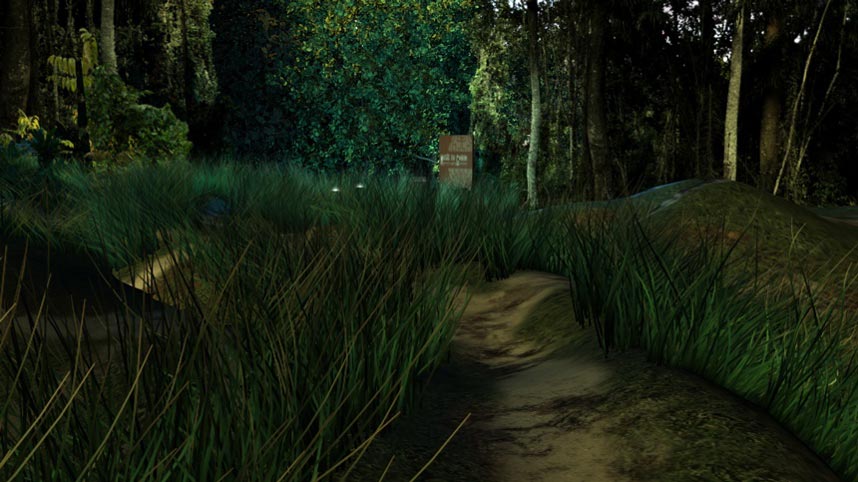 Screenshot from gabonart.com: the 3D forest approach that opened every visit to the virtual museum