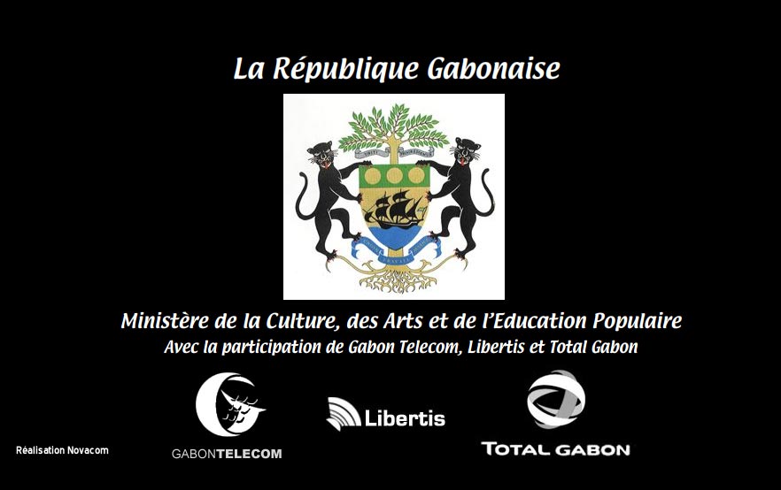 Screenshot from gabonart.com: the financial partners page naming Gabon Telecom, Libertis and Total Gabon, with realisation by Novacom