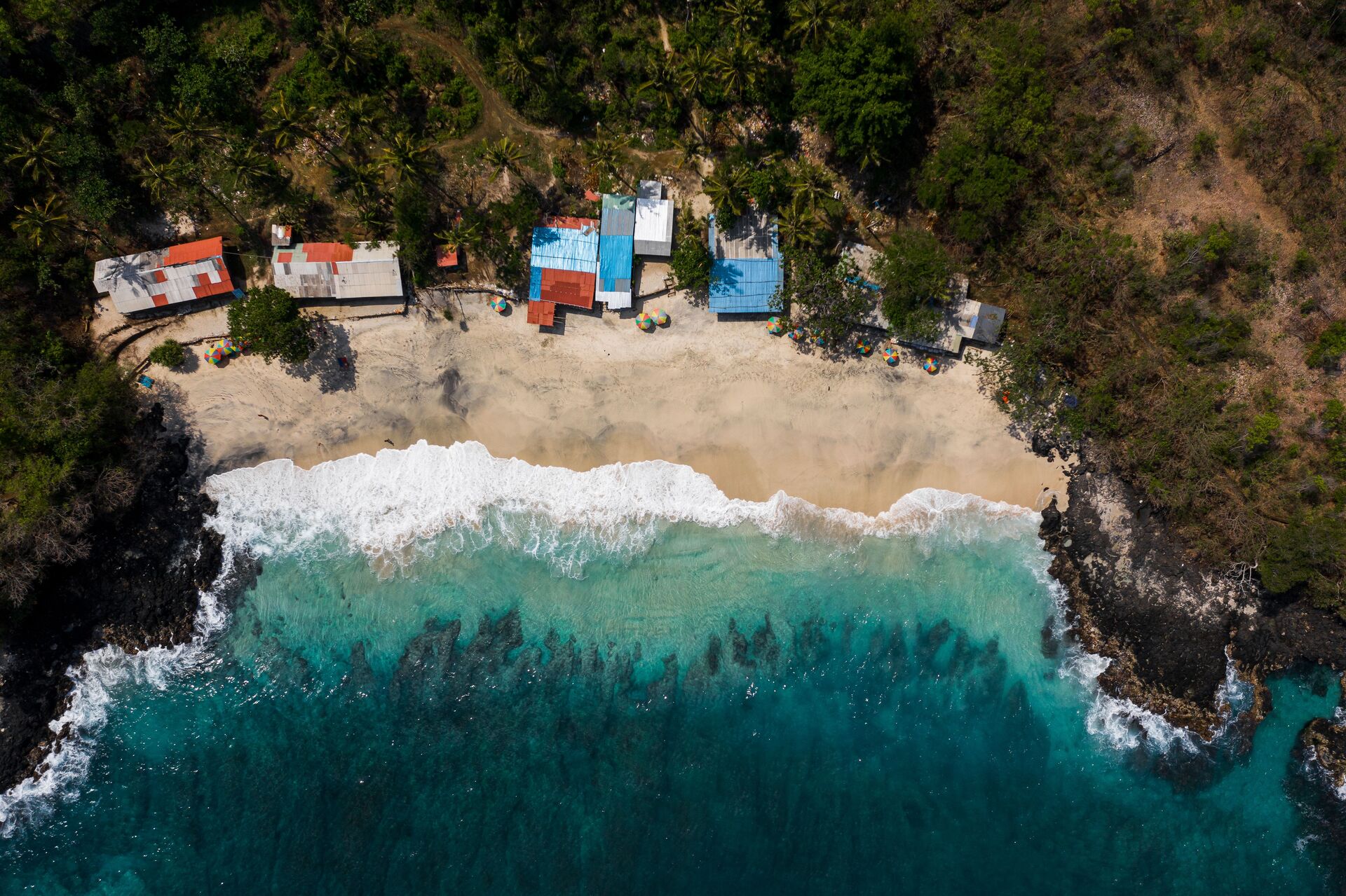 Landscapes of Comoros, beach and houses